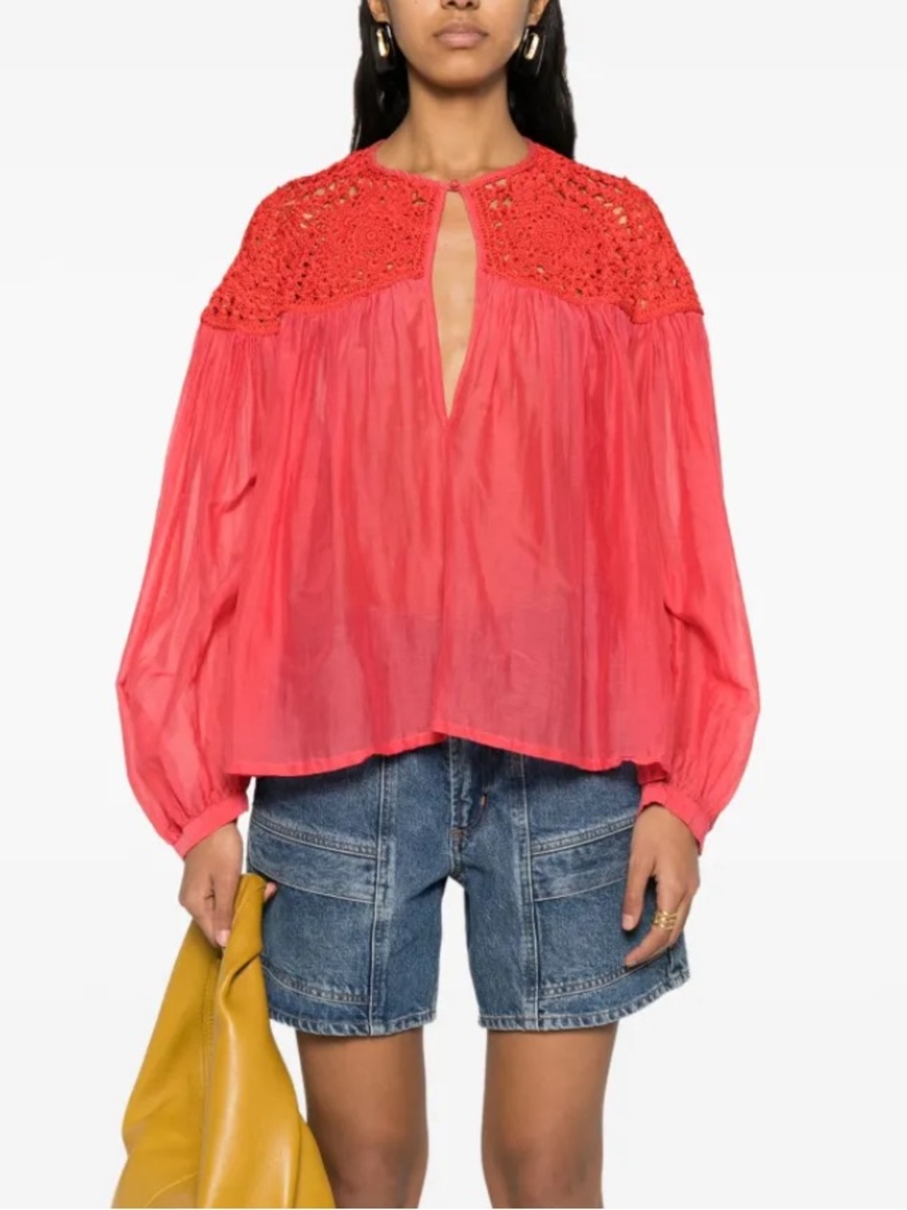 Forte Forte crochet-panel long-sleeve blouse new nwt